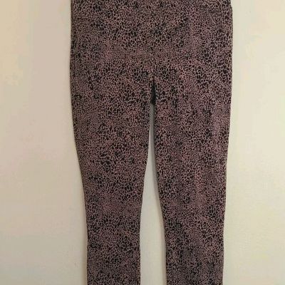 N2 Spanx Women's Pull-On Ankle Leggings Black/ Brown Animal Print Size L